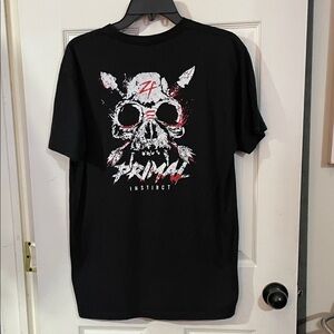 Zero Foxtrot "Primal Instinct" Black Skull Graphic Tee. Size L